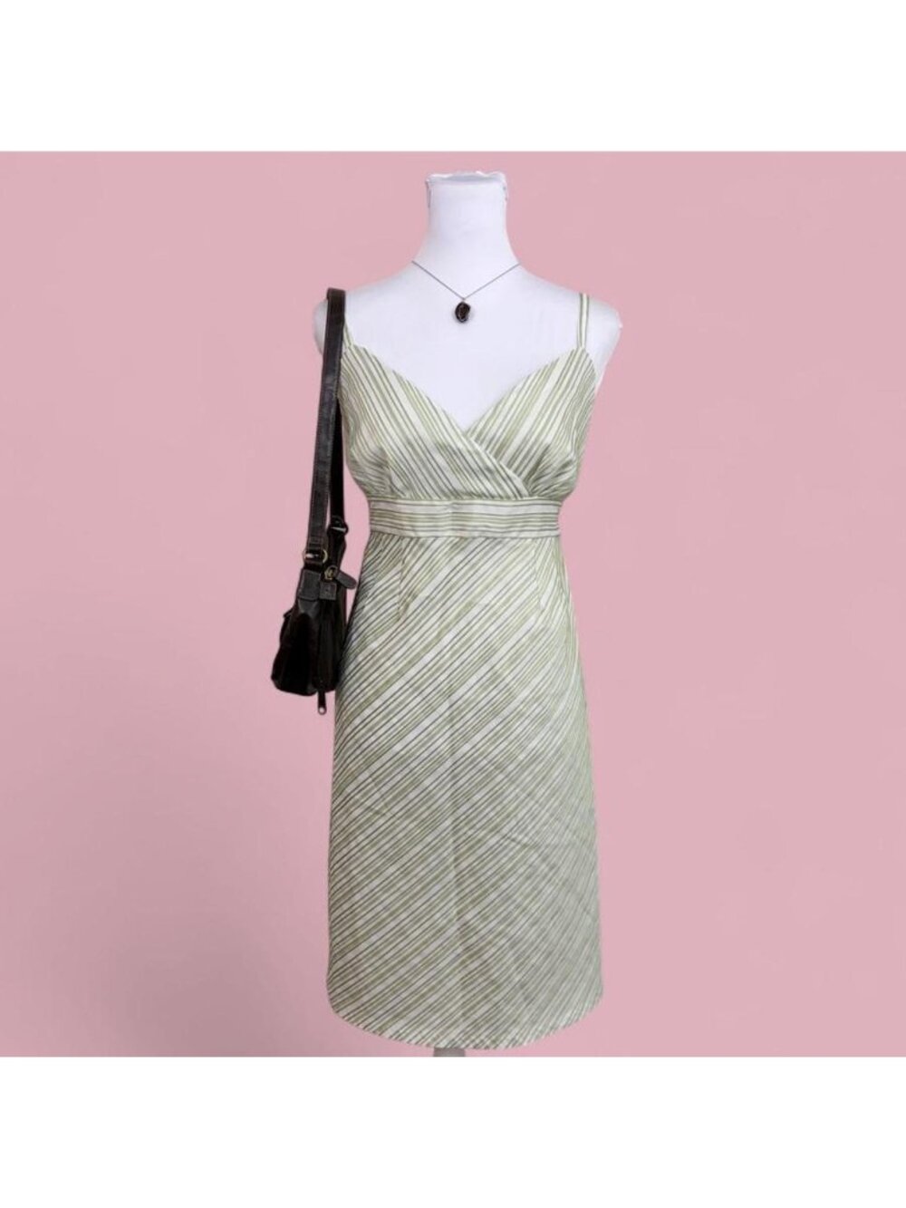 green pinstripe maternity dress